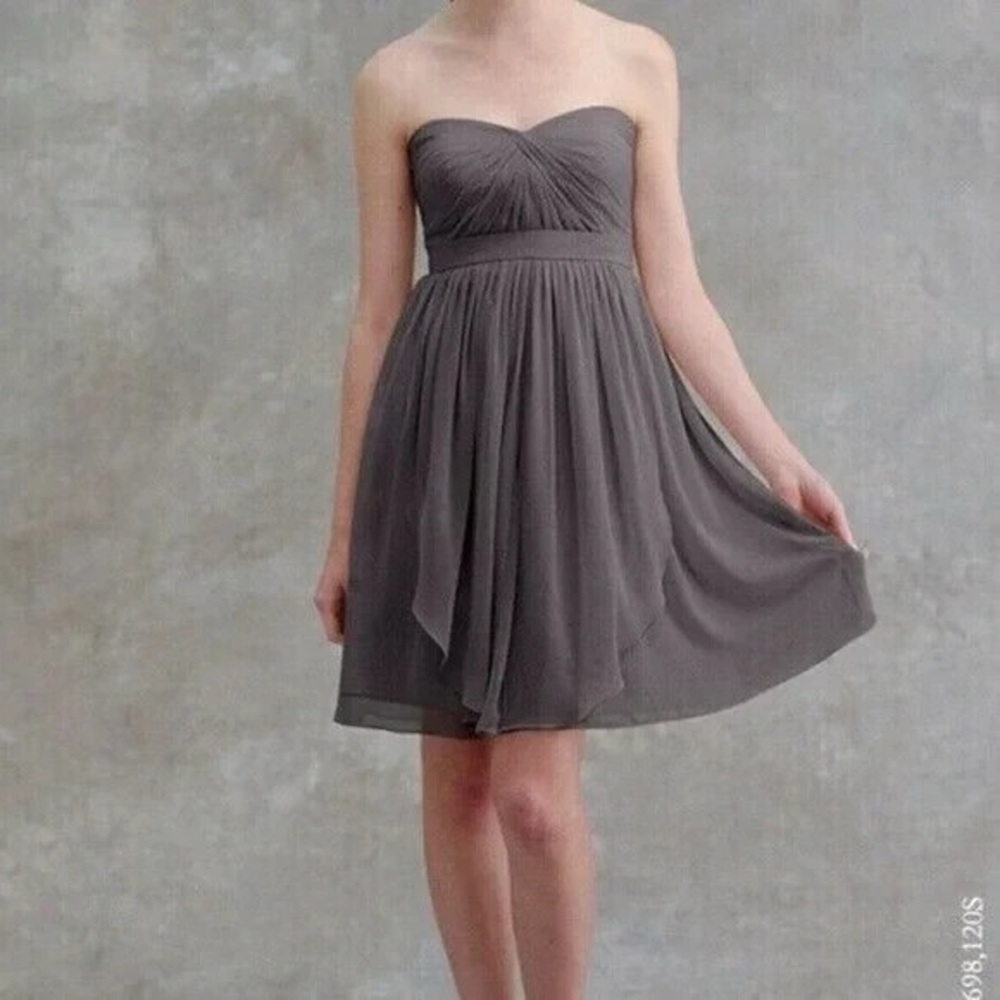 Jenny Yoo Strapless Charcoal Dress